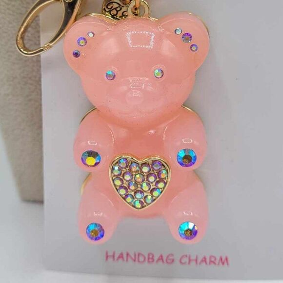 Betsey Johnson Pink Bear Key Ring Handbag Charm NWT!  NEW! - Picture 5 of 8